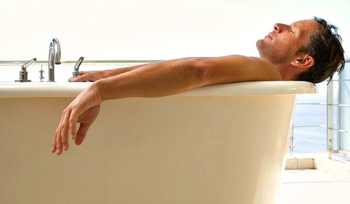 A man takes bath with Soda