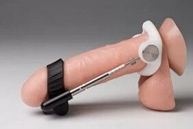 The expander increases the size of the penis by mechanically lengthening it